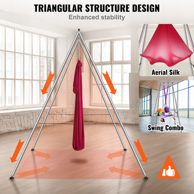 VEVOR Aerial Yoga Frame &amp; Yoga Hammock, 9,67 ft Height Professional Yoga Stand έρχεται με 6,6 Yards Aerial Hammock, Μέγιστη χωρητικότητα φορτίου 551,15 lbs, Εξέδρα γιόγκα για Aerial Yoga εσωτερικού χώρου, κόκκινο