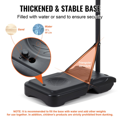 Σετ μπάσκετ VEVOR, φορητό σύστημα πλάκας ρυθμιζόμενου ύψους 5-7 ποδιών, στεφάνι και γκολ 32 ιντσών, παιδικό και ενήλικο σετ μπάσκετ με ρόδες, βάση και γεμιστή βάση, για εξωτερικούς/εσωτερικούς χώρους