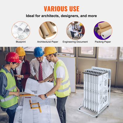 VEVOR Mobile Blueprint Storage Rack Στήριγμα με 12 Pivot Brackets 240 lbs