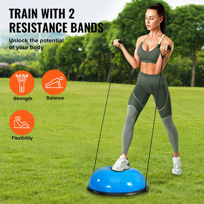 VEVOR 23&quot; Half Exercise Ball Trainer Yoga Balance Stability Band Resistance Ball