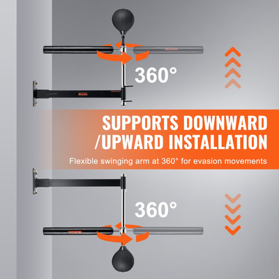 VEVOR Wall Mount Boxing Spinning Bar, Spinning Bar με Punching Ball, Ρυθμιζόμενο Boxing Speed ​​Trainer, Reflex Boxing Bar με γάντια, Boxing Training Equipment for Kickboxing, MMA, Fitness