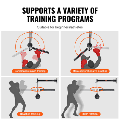 VEVOR Wall Mount Boxing Spinning Bar, Spinning Bar με Punching Ball, Ρυθμιζόμενο Boxing Speed ​​Trainer, Reflex Boxing Bar με γάντια, Boxing Training Equipment for Kickboxing, MMA, Fitness