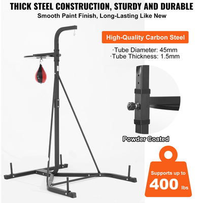 VEVOR 2 σε 1 Βάση για σάκο άμμου, Ατσάλινο εξοπλισμός προπόνησης βαρέως τύπου, ρυθμιζόμενο ύψος τσάντα μποξ και βάση τσάντα ταχύτητας, ανεξάρτητη βάση για σάκο άμμου, χωράει έως και 400 λίβρες, για γυμναστική στο σπίτι