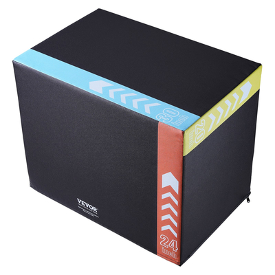 VEVOR 3 σε 1 Plyometric Jump Box, 30/24/20 Inch Cotton Plyo Box, Platform &amp; Jumping Agility Box, Anti-slip Fitness Step Up Box for Home Gym Training, Conditioning Strength Training, Μαύρο