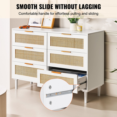Συρταριέρα VEVOR Rattan Dresser Natural Rattan Closet Dresser 6 Συρτάρια για υπνοδωμάτιο