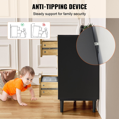 Συρταριέρα VEVOR Rattan Dresser Natural Rattan Closet Dresser 6 Συρτάρια για υπνοδωμάτιο