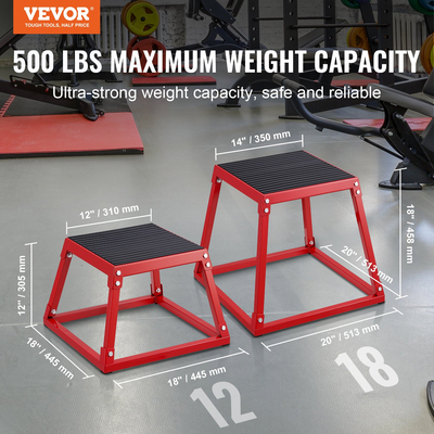 VEVOR Plyometric Jump Box, 12 Inch Plyo Box, Steel Plyometric Platform and Jumping Agility Box, Anti-slip Fitness Step Up Box for Home Gym Training, Conditioning Strength Training, Κόκκινο