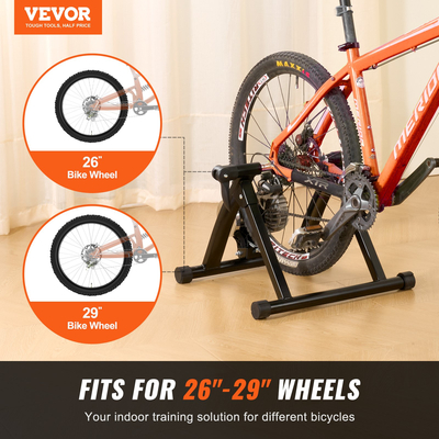 VEVOR Bike Trainer Stand, Fluid Stationary Bike Stand για τροχούς 26&quot;-29&quot;, Flywheel μείωσης θορύβου, φορητή βάση ποδηλασίας για άσκηση ιππασίας σε εσωτερικούς χώρους, με μοχλό γρήγορης αποδέσμευσης &amp; ανύψωση μπροστινού τροχού