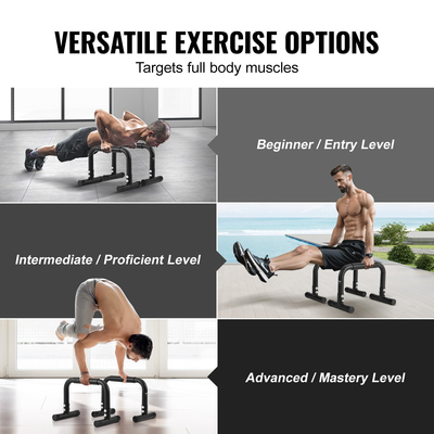 VEVOR Dip Bars, 500 lbs Weight Capacity, Heave Duty Dip Stand, Fitness Workout Dip Bar Station Stabilizer Parallette Push Up Stand, Παράλληλες ράβδοι για προπόνηση δύναμης στο σπίτι Γυμναστήριο γραφείου εξωτερικού χώρου