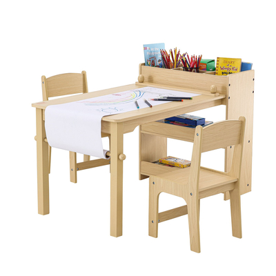 VEVOR Kids Art Table and 2 Chairs Toddler Craft and Play Table with a Combine