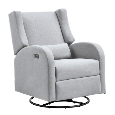 VEVOR Electronic Power Recliner and Swivel Glider, 250 lbs Weight Capacity Swivel Glider Recliner Chair με ρυθμιζόμενη γωνία, πολυεστερική επιφάνεια ανάκλιντρο για σαλόνι, υπνοδωμάτιο, ανοιχτό γκρι