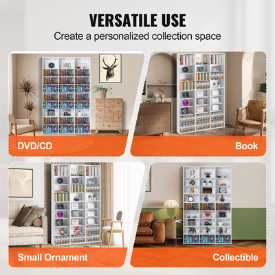 VEVOR Media Storage Cabinet 9 Layers Ρυθμιζόμενα ράφια DVD χωρητικότητας 756 CD Λευκό