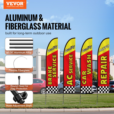 VEVOR Auto Repair Advertising Feather Flag Kit Swooper Flags and Poles 16,3 FT