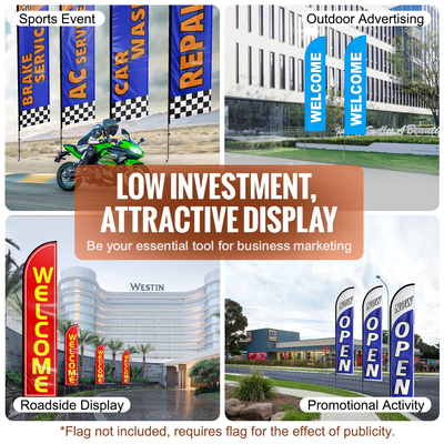 VEVOR Feather Flag Pole Kit Swooper Flag Pole Set 16,3 ft with A Ground Stake