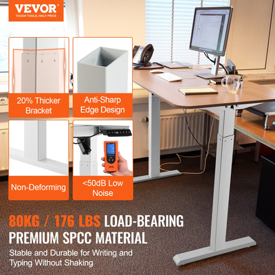 VEVOR Electric Standing Πλαίσιο Γραφείου Ρυθμιζόμενο 70-117 cm Υ Σταθμός εργασίας Λευκό