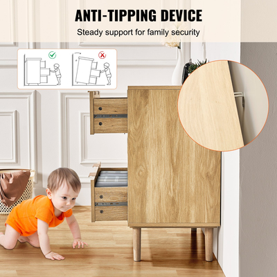 Συρταριέρα VEVOR Rattan Dresser Natural Rattan Closet Dresser 3 Συρτάρια για υπνοδωμάτιο