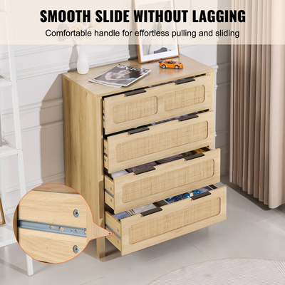 Συρταριέρα VEVOR Rattan Dresser Natural Rattan Closet Dresser 4 Συρτάρια για υπνοδωμάτιο
