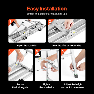 Πλατφόρμα εργασίας VEVOR Ρυθμιζόμενο ύψος Φορητή Πλατφόρμα Σκαλωσιάς Φορτίο 800 lb