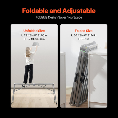 VEVOR Πλατφόρμα εργασίας Ρυθμιζόμενο ύψος Φορητή Πλατφόρμα Σκαλωσιάς Φορτίο 880 lb