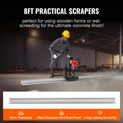 VEVOR Gas Concrete Power Screed, με Σετ ίσιας ράβδου πλάκας αλουμινίου 2445mm, δονούμενος κινητήρας φινιρίσματος τσιμέντου 4 χρόνων με ρυθμιζόμενες λαβές, εργαλεία σκυροδέματος υψηλής απόδοσης 6500rpm