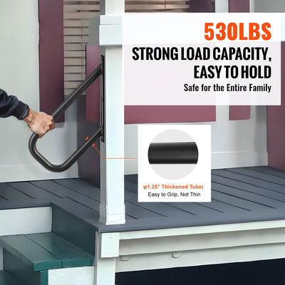 Κιγκλιδώματα VEVOR για σκαλοπάτια εξωτερικού χώρου 18.9&quot; Κάγκελα ασφαλείας τοίχου για 1-2 σκαλοπάτια