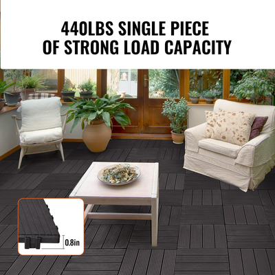 VEVOR Interlocking Deck Tiles 36 Pack 12&quot;x12&quot; Αδιάβροχο για Βεράντα Σκούρο Καφέ