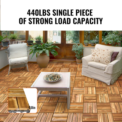 VEVOR Interlocking Deck Tiles Solid Wood 10 Pack 12&quot;x12&quot; Camphor Pine για βεράντα