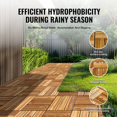 VEVOR Interlocking Deck Tiles Solid Wood 10 Pack 12&quot;x12&quot; Camphor Pine για βεράντα
