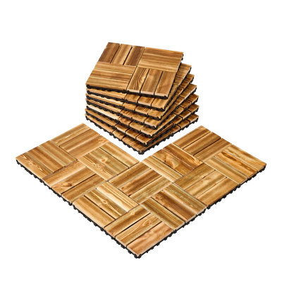 VEVOR Interlocking Deck Tiles Solid Wood 10 Pack 12&quot;x12&quot; Camphor Pine για βεράντα