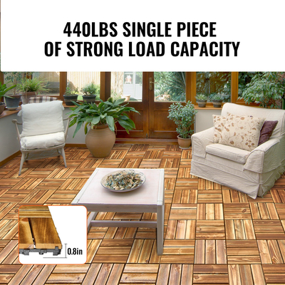 VEVOR Interlocking Deck Tiles Solid Wood 27 Pack 12&quot;x12&quot; Camphor Pine για βεράντα