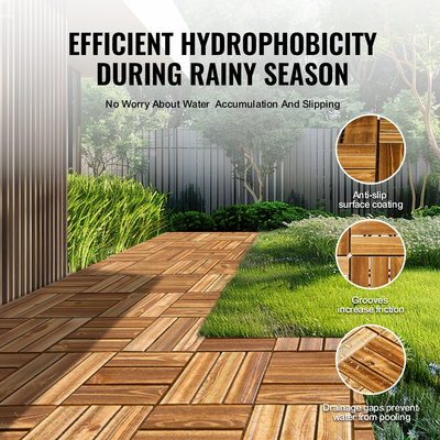 VEVOR Interlocking Deck Tiles Solid Wood 27 Pack 12&quot;x12&quot; Camphor Pine για βεράντα