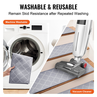 VEVOR Πέλματα σκάλας, Χαλί σκαλοπατιών Αντιολισθητικό 9&quot; x 28&quot;, Δρομέας Εσωτερικής Σκάλας για Ξύλινα Σκαλοπάτια, Αντιολισθητικό Χαλί Χαλιά Σκάλας με μαλακές άκρες Χαλάκια για παιδιά ηλικιωμένους και σκύλους, 15 τμχ, Ανοιχτό γκρι