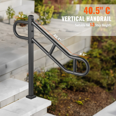 Κιγκλίδωμα VEVOR Single Post for Outdoor 1-3 Βήμα 40,5&quot; κουπαστής σκάλας για δάπεδο