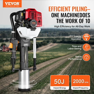 VEVOR 52cc με αέριο T Post Driver 2-stroke Fence Piling Pounder με 3 κεφαλή