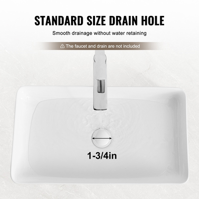 VEVOR Μοντέρνος Κεραμικός Νεροχύτης Μπάνιου 24&quot;x13,8&quot; Πάγκος Νεροχύτης Μπάνιου Λευκός