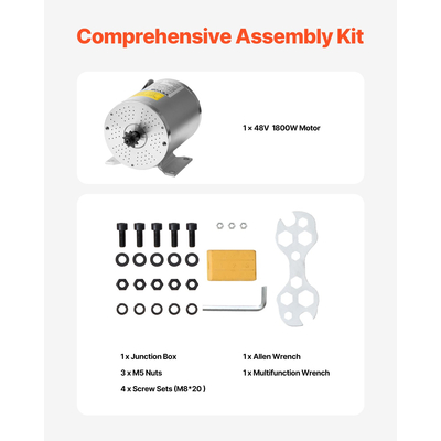 VEVOR 3000W Ηλεκτρικός κινητήρας DC χωρίς ψήκτρες 72V 4900rpm για E-Bike Dirt Bike