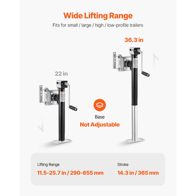 VEVOR Trailer Jack Bolt-on Trailer Tongue Jack 5000 lbs Dynamic Load 14,3&quot; Lift