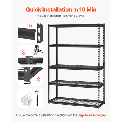 VEVOR Storage Shelves 5 Tier Adjustable Heavy Duty Garage Shelving Unit 2500 lbs