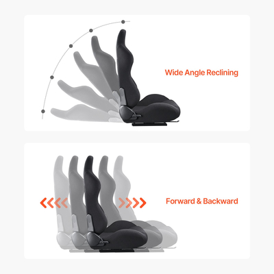 Ρυθμιζόμενη αγωνιστική καρέκλα VEVOR 2 Racing Seat με πολυεστερικό ύφασμα &amp; συρόμενο