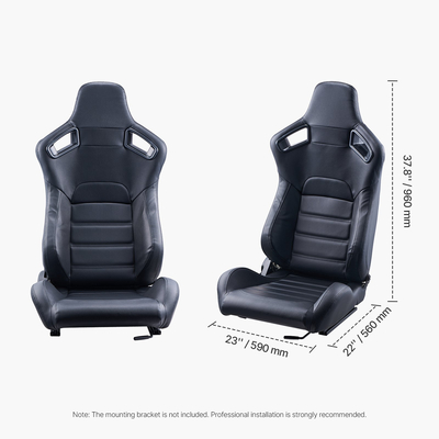 Ρυθμιζόμενη αγωνιστική καρέκλα VEVOR 2 Racing Seat με δέρμα PVC &amp; Slider Q235B