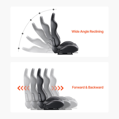 Ρυθμιζόμενη αγωνιστική καρέκλα VEVOR 2 Racing Seat με δέρμα PVC &amp; Slider Q235B