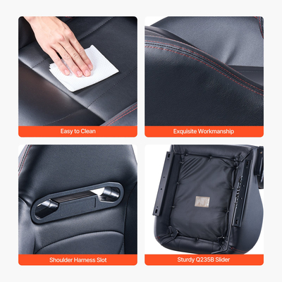 Ρυθμιζόμενη αγωνιστική καρέκλα VEVOR 2 Racing Seat με δέρμα PVC &amp; Slider Q235B