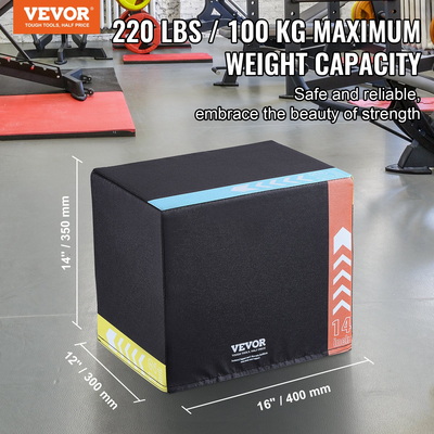 VEVOR 16/14/12 Inch 3 in 1 Plyometric Jump Box Fitness Exercise Plyo Box Cotton