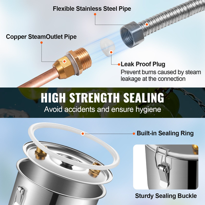 VEVOR Moonshine Still Water Alcohol Distiller 13,2 Gal with Thumper Keg &amp; Water Pump