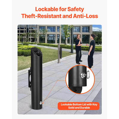 VEVOR Υποδοχή αποτσίγαρου από ανοξείδωτο ατσάλι Επιτοίχια απόρριψη Μαύρο