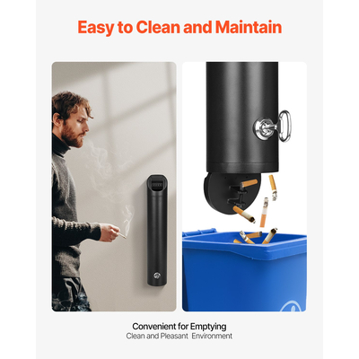 VEVOR Υποδοχή αποτσίγαρου από ανοξείδωτο ατσάλι Επιτοίχια απόρριψη Μαύρο