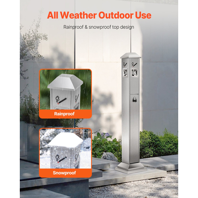 Υποδοχή αποτσίγαρων VEVOR με 4 ανοίγματα απόρριψης από ανοξείδωτο ασήμι