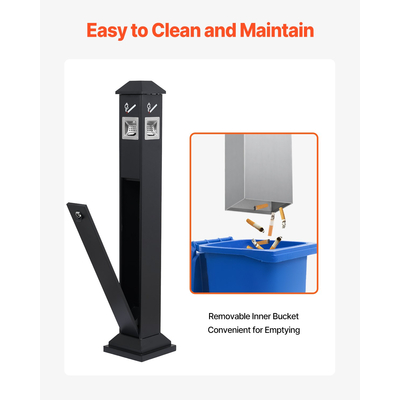 Υποδοχή αποτσίγαρων VEVOR με 4 ανοίγματα απόρριψης απόρριψη γλουτών Μαύρο