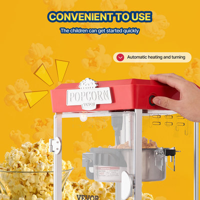 VEVOR Popcorn Popper Machine Επιτραπέζιο Popcorn Maker 480W 4 Oz Red