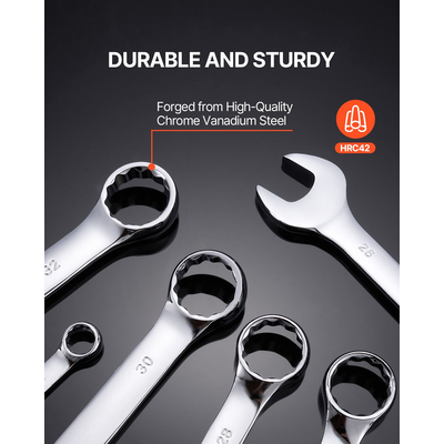 VEVOR Σετ Συνδυασμένα Γαλλικά 25 τεμαχίων Metric 6 mm έως 32 mm με Roll-up Pouch